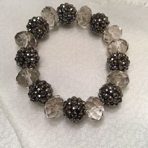 Faceted Acrylic Crystal and Caviar Beads Bracelet